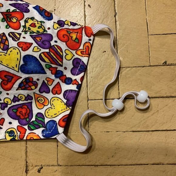 Multicolor Heart Print Handmade Mask Brand New - Picture 3 of 4
